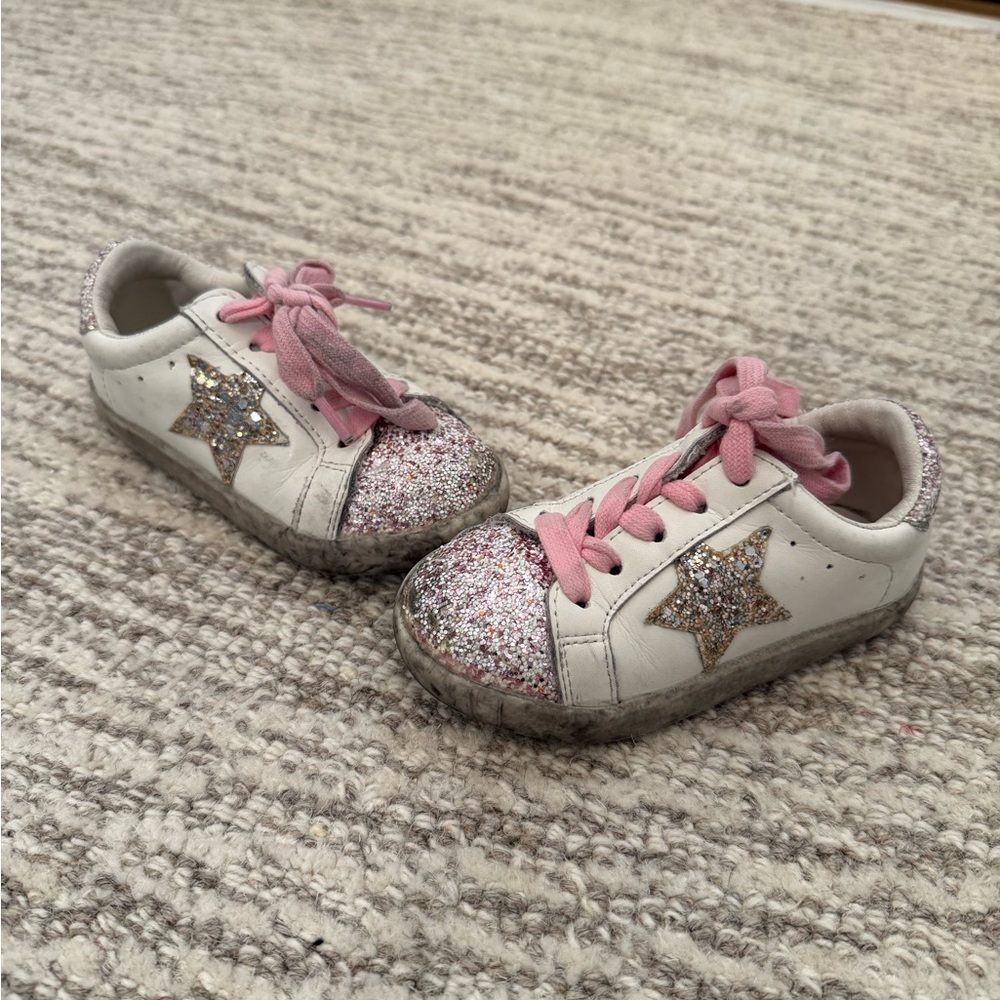 Glitter Star Kids Sneakers - Pink and White